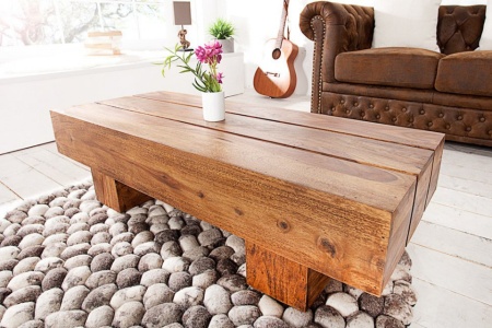 Solide design salontafel BOLT 100 cm Sheesham steen afwerking - Img 4
