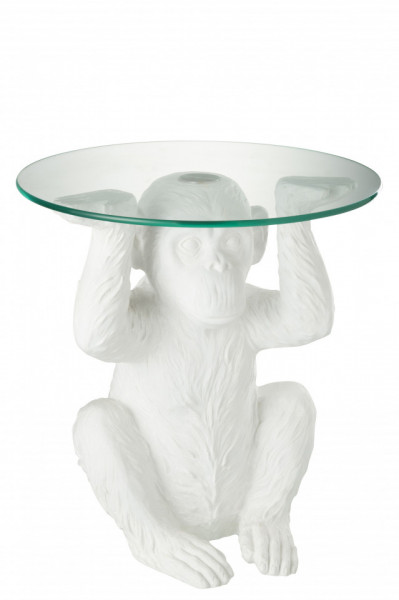 Tafel Aap Resine/Glas Wit 45cm