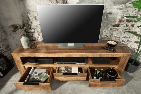 Tv meubel Massief Mangohout IRON Tv kast 170 cm met 3 lades - Img 3