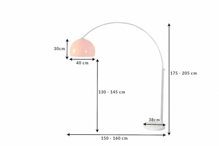 Uitschuifbare booglamp LOUNGE DEAL 175-205 cm oranje marmeren voet vloerlamp - Img 2
