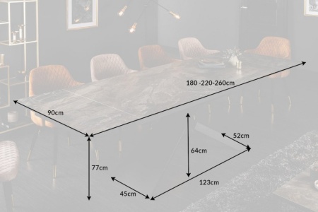 Uitschuifbare eettafel keramiek taupe in marmerlook 180-220-260 cm - Img 2