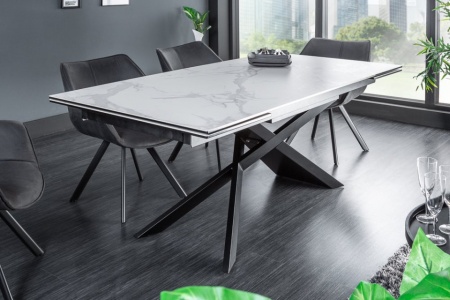 Uitschuifbare eettafel Rome 180-220-260 cm keramiek in marmerlook Wit - Img 4