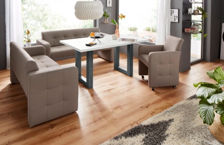 Uitschuifbare Witte matte lak eettafel 160-210cm U-vormig onderstel - Img 4