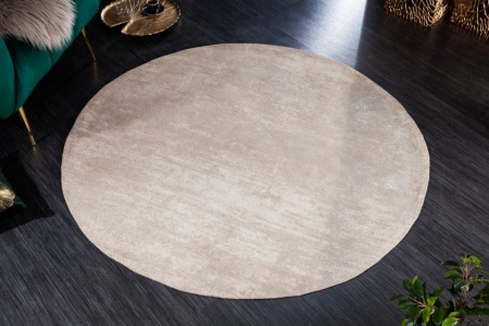 Vintage vloerkleed 150 cm beige verwassen ronde used look - Img 4