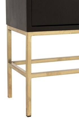 Wandkast Mangohout zwart / goud 2 Deuren 2 Laden 140cm - Img 4