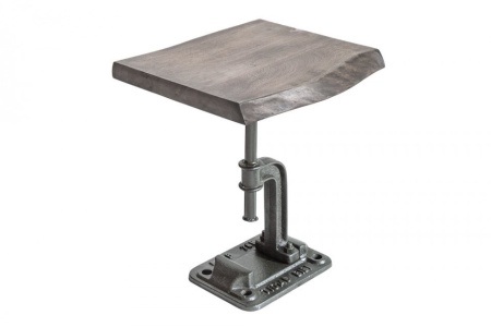 Authentieke bijzettafel FACTORY 43 cm acacia grijs massief hout industrieel design - Img 7