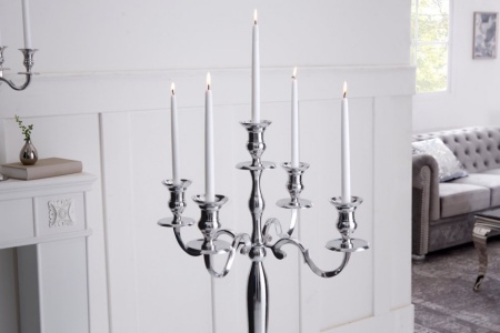 Barok kandelaar 120 cm zilver 5-armige kroonluchter gepolijst aluminium kandelaar - Img 4