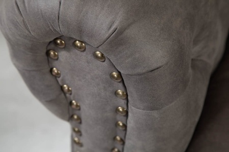 Chesterfield 3-zits bank 205cm vintage grijs taupe met knoopsluiting en veerkern - Img 5