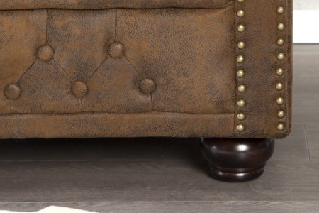 Chesterfield fauteuil 110cm antiek bruin met knoopsluiting en veerkern - Img 5