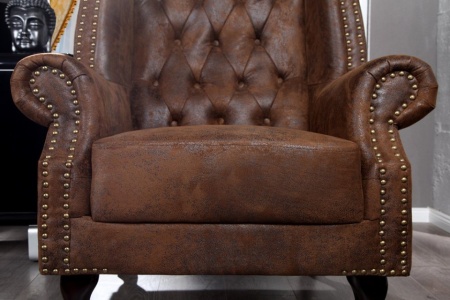 Chesterfield fauteuil antiek bruin - Img 2