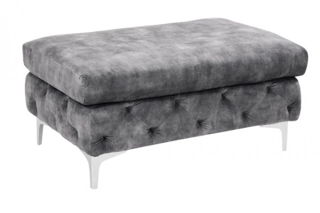 Chesterfield fluwelen Poef 92cm donkergrijze - Img 8