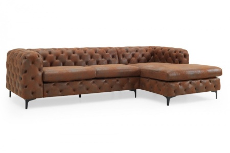 Chesterfield hoekbank MODERN BAROK 275 cm antiek bruin - Img 5