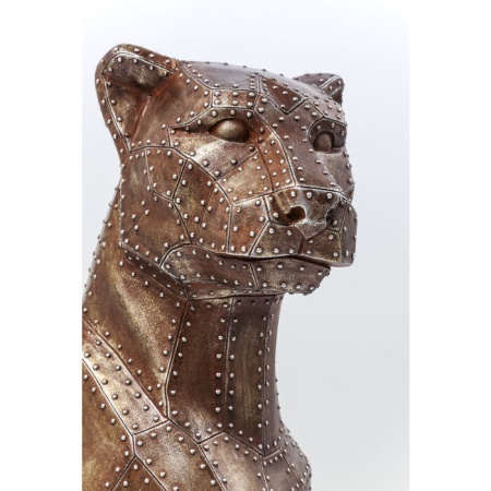 Deco beeld zittende kat klinknagel koper 82cm - Img 2