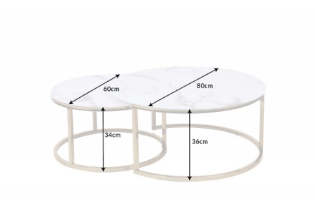 Design salontafel ELEGANCE 60cm wit kristal glas met marmerdecor gouden frame - Img 5