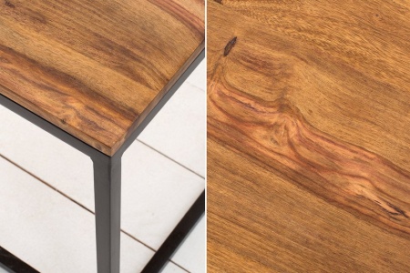 Design salontafel ELEMENTS 100cm Sheesham steen afwerking ijzer zwart mat - Img 4