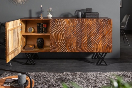 Dressoir mangohout Handgemaakt FLUID 160 cm - Img 4