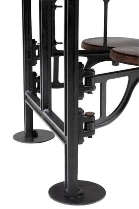 Eettafel Mangohout 4 Draai Stoelen Metaal Zwart Hout Bruin 130cm - Img 4
