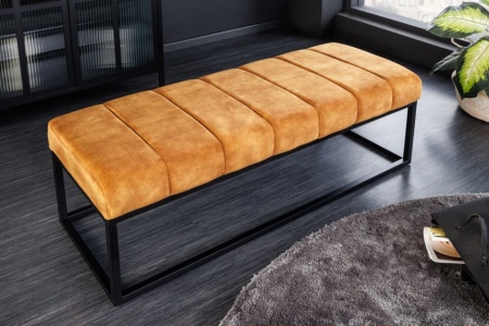 Elegante bank PETIT BEAUTÉ 108 cm mosterdgeel fluweel metalen frame - Img 3