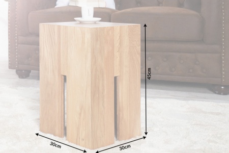 Elegante bijzettafel CASTLE H45 cm naturel geolied wild eiken poef - Img 7