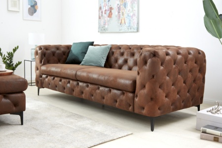 Elegante Chesterfield 3-zits bank MODERN BAROK 235 cm antiek bruin - Img 2