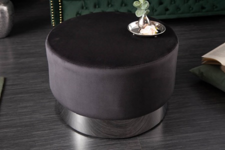 Elegante Poef/Salontafel BAROQUE 55 cm fluweel zwart zilver - Img 3