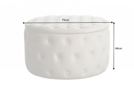 Elegante salontafel / Hocker MODERN BAROK 75 cm beige fluwelen kruk met opbergruimte - Img 6