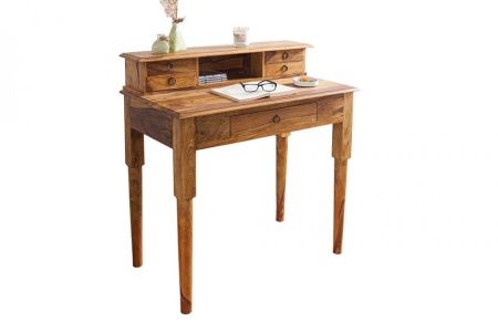 Elegante secretaresse 90 cm Sheesham massief houten bureau - Img 7