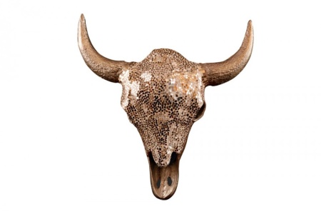 Elegante stierenkop matador 56 cm goud met mozaïek decoratie wanddecoratie - Img 4