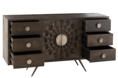Etnisch Dressoir 2deuren+6laden Mango Hout Bruin 150cm - Img 8