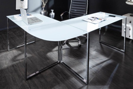 Exclusief design hoekbureau 180 cm glas wit - Img 4