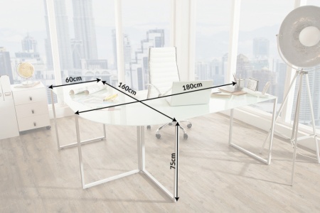 Exclusief design hoekbureau 180 cm mat wit glas - Img 8