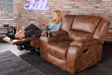 Exclusieve 2-zits bioscoopstoel HOLLYWOOD antiek bruin met bekerhouder - Img 8