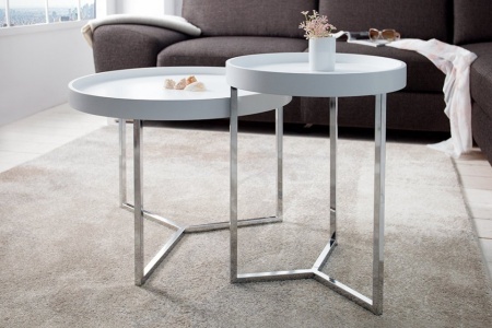 Extravagante bijzettafel MODULAR 40cm wit chroom rond incl. Dienblad - Img 5