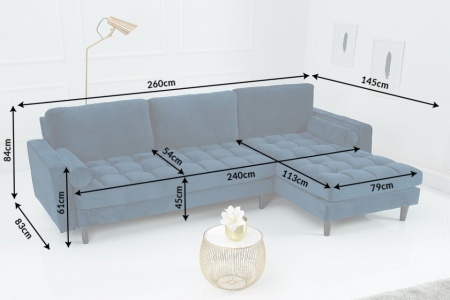 Extravagante Chesterfield-ontwerp hoekbank met 3 plaatsen COSY VELVET donkerblauwe fluwelen kernzithoek - Img 8