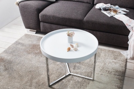 Extravagante salontafel 60cm wit chroom rond incl. dienblad - Img 3