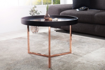 Extravagante salontafel MODULAR 60 cm mat zwart koper rond incl. Dienblad - Img 4