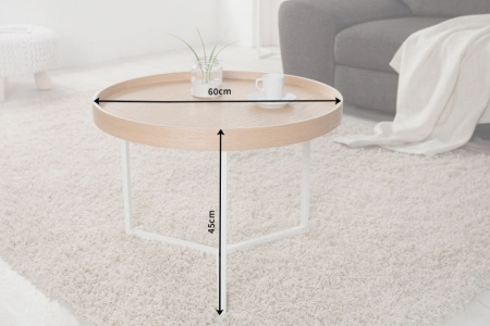 Extravagante salontafel MODULAR 60cm naturel eiken wit rond incl. dienblad - Img 5