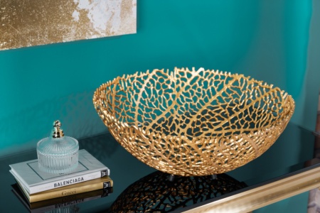 Filigraan design kom ABSTRACT BLAD 45cm goud handgemaakt - Img 7