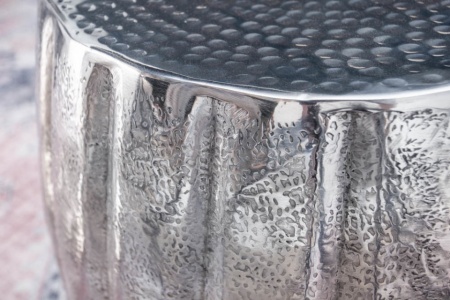 Handgemaakte bijzettafel 42 cm zilver met gehamerd design - Img 5
