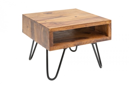 Handgemaakte bijzettafel 45cm Sheesham haarspeldpoten - Img 5