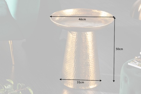 Handgemaakte bijzettafel 46 cm goud gehamerd design - Img 2