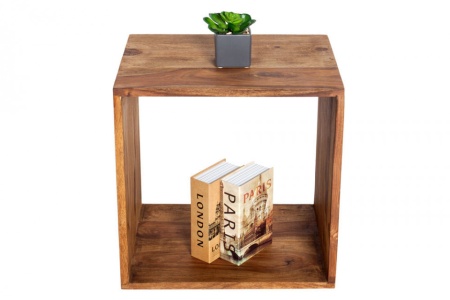 Handgemaakte bijzettafel MAKASSAR 45cm plank met Sheesham steenafwerking - Img 2