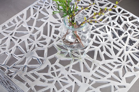 Handgemaakte salontafel ABSTRACT 60cm aluminium, zilverkleurig in het spleetdesign - Img 6