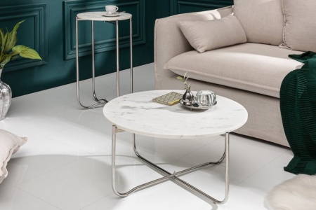 Handgemaakte salontafel NOBLE 62 cm wit afneembaar marmeren blad - Img 5