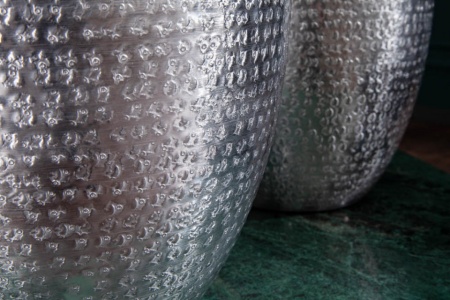 Handgemaakte vazen ​​set van 2 ORIENTAL 33 cm zilver met voetbescherming - Img 6