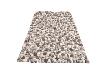 Handgeweven scheerwollen tapijt LIVING 200x120cm grijs vilt steen look - Img 2