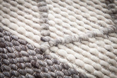 Handgeweven wollen vloerkleed 240x160cm grijs beige gebreid scheerwolpatroon - Img 4