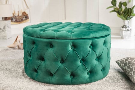 Hocker gecapitonneerd met opbergruimte Smaragdgroen 75 cm