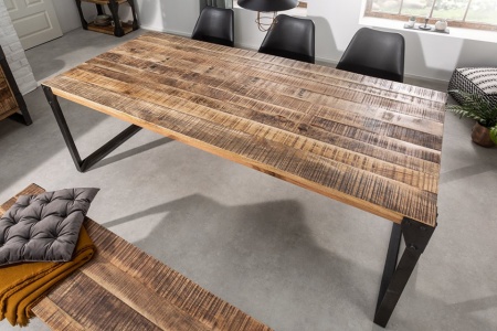 Industrieel Eettafel Massief mangohout industrieel design eettafel 160 cm - Img 3