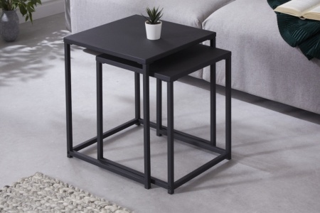 Industriële bijzettafels set van 2 DURA STEEL 40cm zwart metaal - Img 3